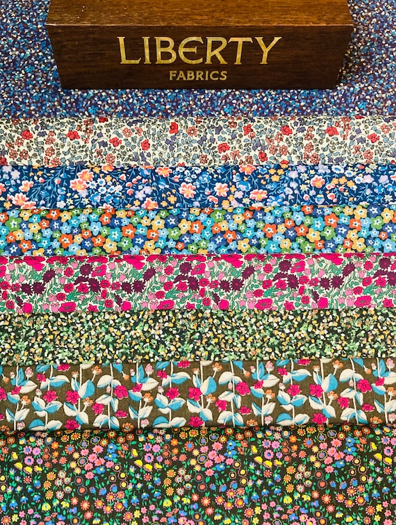 A Beautiful ‘Dark Petites’ fabric bag. 8 x Liberty Tana Lawn pieces cut to a generous 6”x 9”.