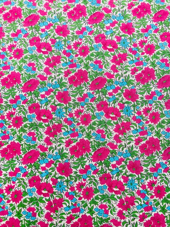Rosalind Liberty Tana Lawn Vintage 13”x 9” Pink and Turquoise fabric. I offer international postage