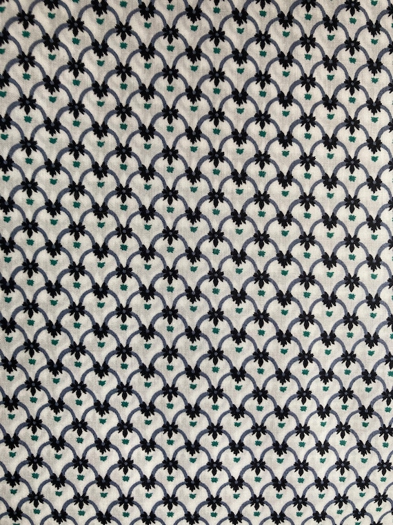 Basillica, A Discontinued Liberty Tana Lawn Art Fabric. 13” x 9” Black and White Repeating Design.