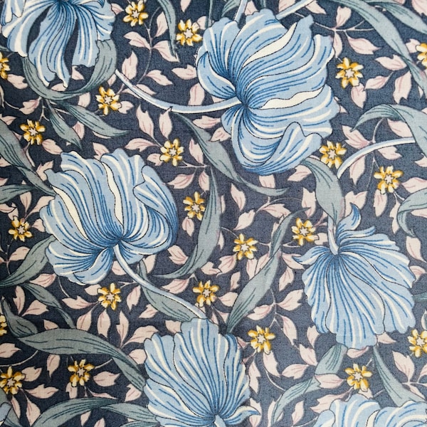 Liberty Tana Lawn 13”x 9” A Lovely Blue and Yellow Flower William Morris design called ‘Latvian Lattice’.