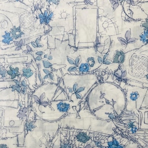 Liberty Tana Lawn Blue ‘Travelling Threads’  13”x 9” Fabric.