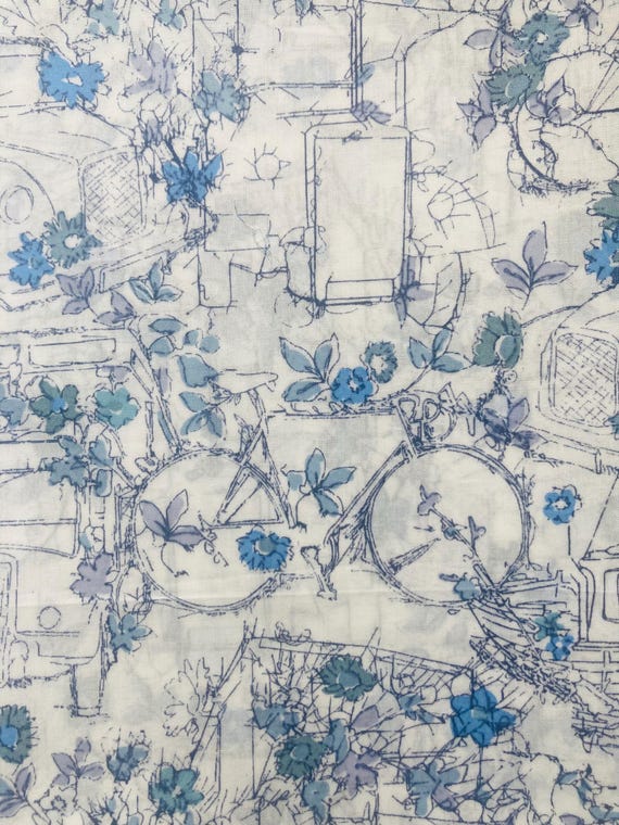 Liberty Tana Lawn Blue ‘Travelling Threads’  13”x 9” Fabric.