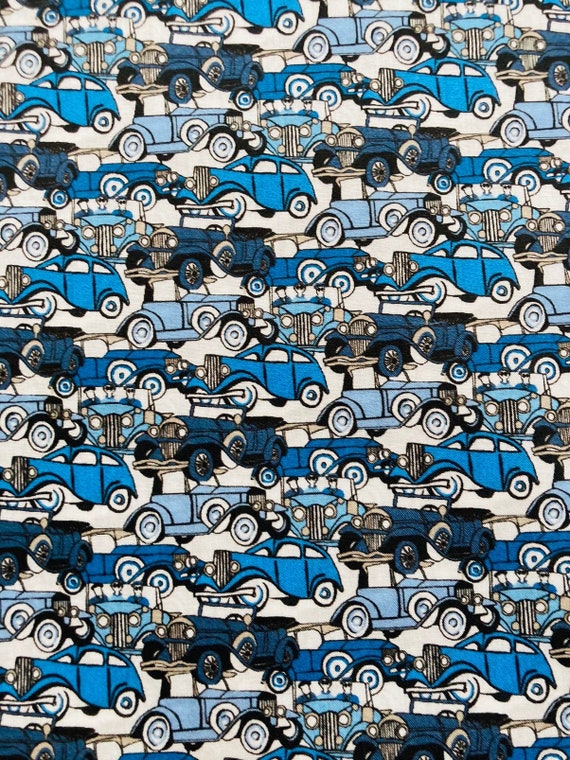 Blue Novelty ‘Roaring Wheels’ Liberty Tana Lawn 13”x 9”