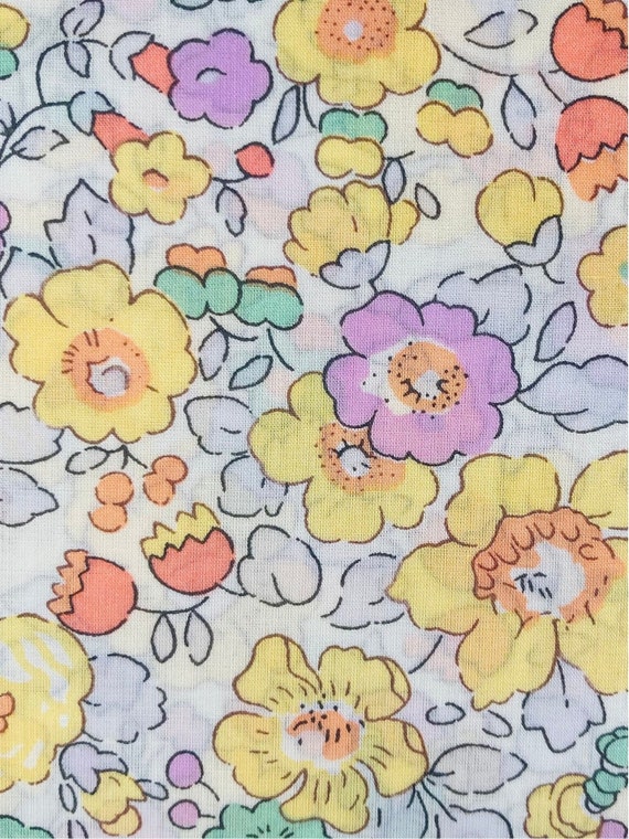 Liberty Tana Lawn discontinued 13”x 9” fabric Yellow and Pink’ Betsy.