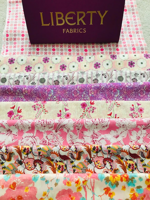 A Beautiful ‘Shades of Pink’ Fabric pack. Quality Liberty Tana Lawn cottons cut time a generous 6”x 9”.