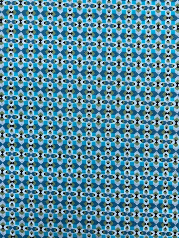 A Gorgeous Liberty Tana Lawn 13” x 9”  fabric  Turquoise and Green ‘Tempo’. I offer free international shipping.