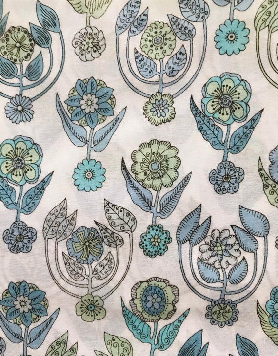 Liberty Tana Lawn 13”x 9” Blue Vintage Droxford, ideal for a face mask.