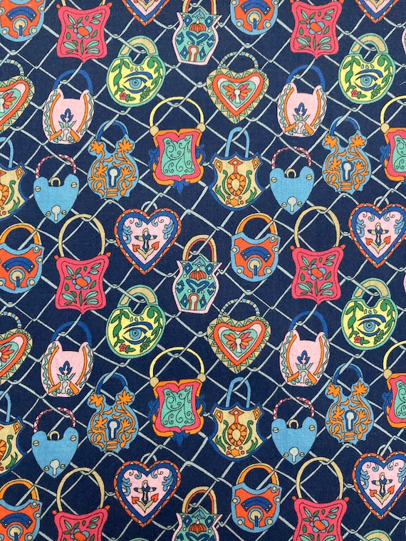 A lovely Blue and Red Novelty ‘Together’ Liberty Tana Lawn 13”x 9”