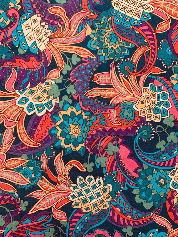 A Gorgeous Liberty Tana Lawn 13” x 9” fabric Red, Orange and Purple ‘Pineapple Paisley.’
