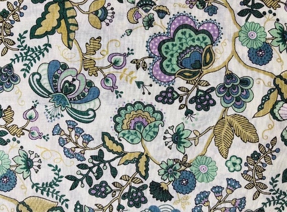 Green and Purple Liberty Tana Lawn ‘Mabelle’ 13”x 9”.