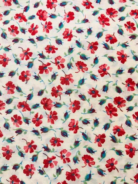 Liberty Tana Lawn 13”x 9” Red and cream, Discontinued ‘Franche’. Spring 2003