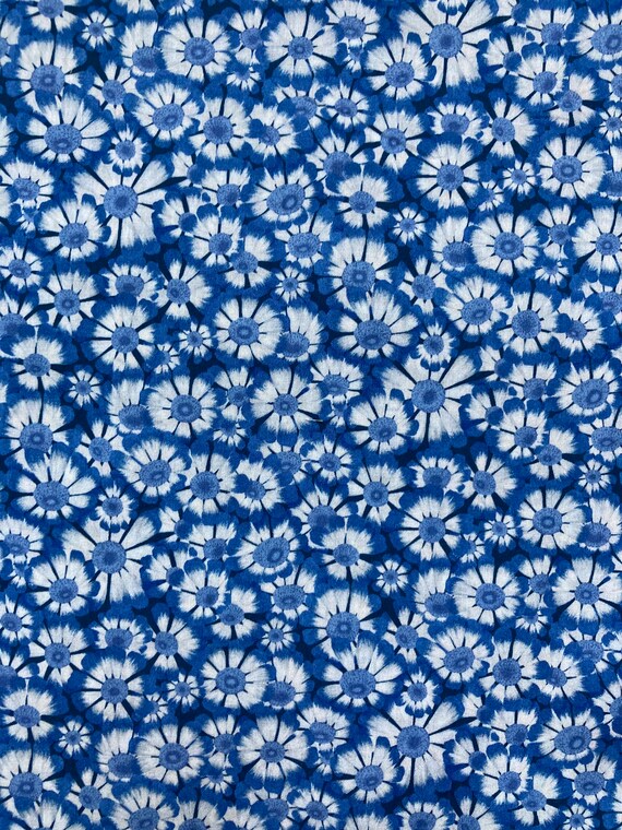 A Discontinued Blue and White Liberty Tana Lawn 13” x 9”  fabric called ‘Helenium’. International Shipping