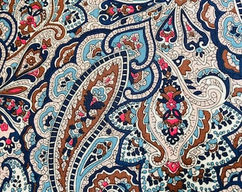 A very pretty blue and brown ‘Tessa’ Paisley type Vintage Liberty Tana Lawn 40 x 50 cm