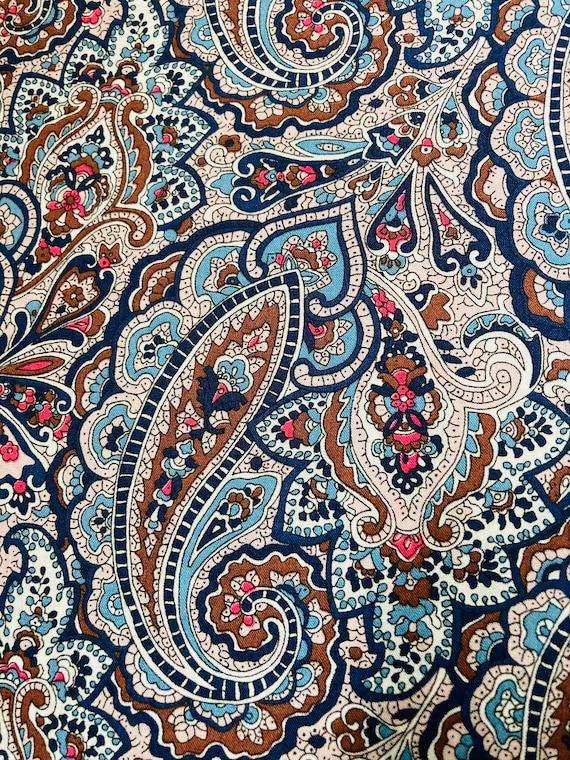 A very pretty blue and brown ‘Tessa’ Paisley type Vintage Liberty Tana Lawn 40 x 50 cm