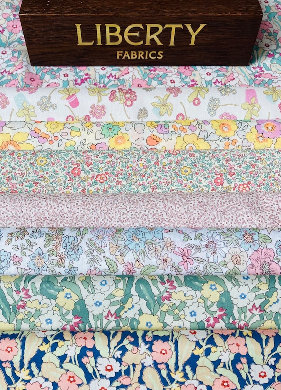 A Beautiful ‘Primrose and Friends’ fabric pack. These packs contain 8 pieces of Liberty Tana Lawn cottons, cut to a generous 6”x 9” size.