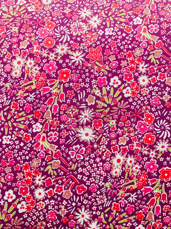 A Beautiful Pink and Purple ‘Kyoto’ Liberty Tana Lawn 13”x 10” Crafting Patchwork