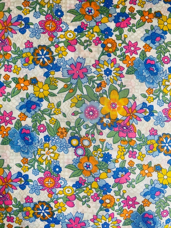 Liberty Tana Lawn 13”x 9” Pink and Blue ‘Floral Waltz’ fabric.