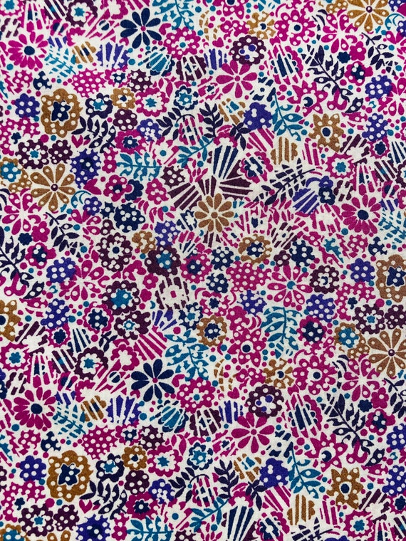 A very unusual purple ‘Clarricoates’ Liberty Tana Lawn Vintage 13”x 9” fabric. International postage