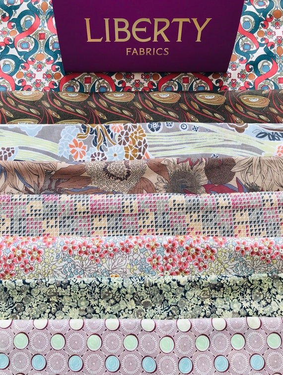 Liberty Tana Lawn Fabric, ‘Brown Eyes’, 8 vintage pieces cut to a generous 6"x 9".