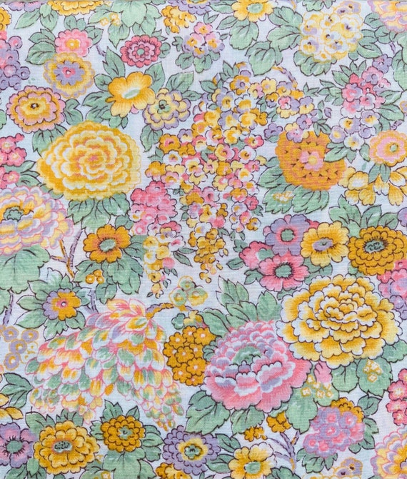 A rare, beautiful vintage ‘Elysian’ Liberty Tana Lawn cut to a generous 13 x 9” Yellow and Green