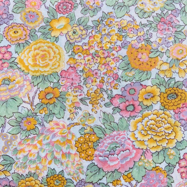 A rare, beautiful vintage ‘Elysian’ Liberty Tana Lawn cut to a generous 13 x 9” Yellow and Green