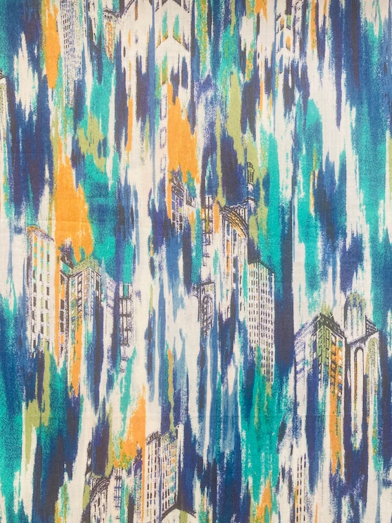 An Abstract Blue and Yellow ‘Landis’ Liberty Tana Lawn 13”x 10”