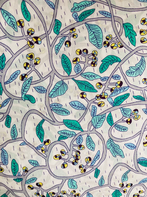 A Beautiful Grey And Green ‘Budding Vine’ Liberty Tana Lawn 13”x 9” Crafting Patchwork