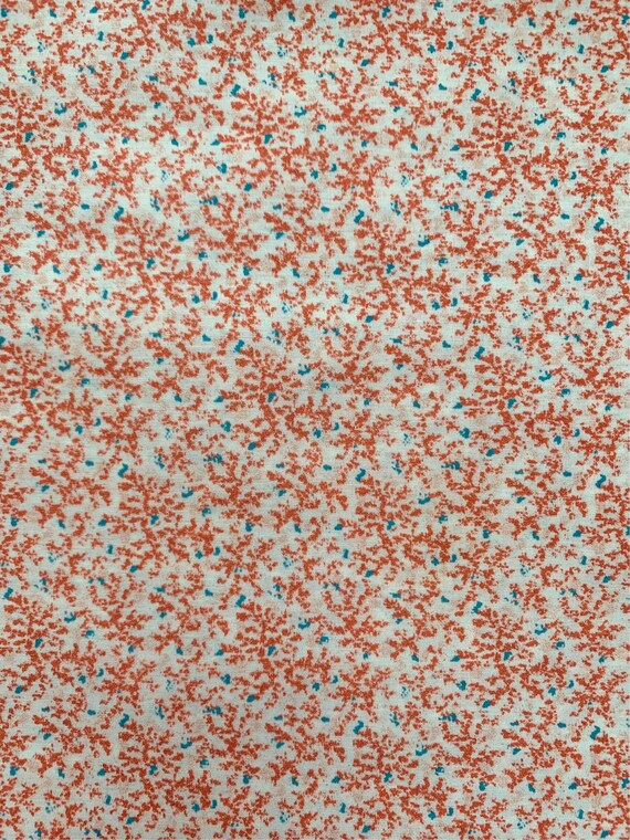 Collector’s Corner Discontinued Designs and Colourways of Liberty Tana Lawns Orange and Turquoise ‘Josue’ 12 x 10”