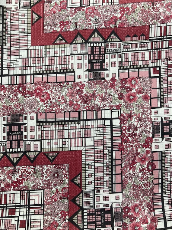 A Distinctive Burgundy and White Seasonal ‘Tudor Belle’ Liberty Tana Lawn 13”x 9” Crafting Patchwork