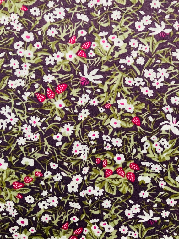 A Gorgeous 2007 ‘Strawberry Patch’ Liberty Tana Lawn in a Brown and Green colourway and cut to a generous 13 x 9” Patchwork Crafting