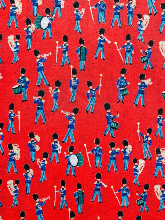 A fun novelty Red and Blue ‘Musical March’ Liberty Tana Lawn 13”x 9”