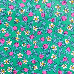 A lovely pink and green ‘Strawberries and Cream’, Liberty Tana Lawn 40 x 50cm Patchwork Crafting