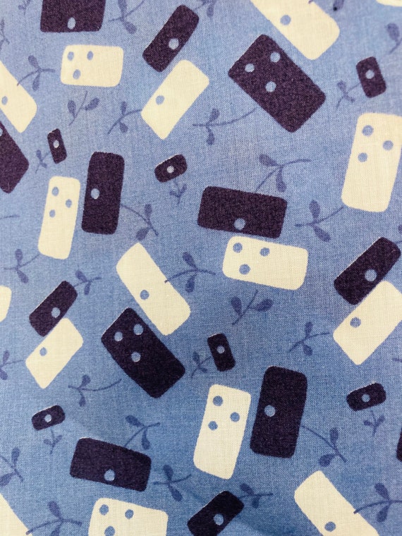 Blue Novelty ‘Dominoes’ Liberty Tana Lawn 13”x 9”