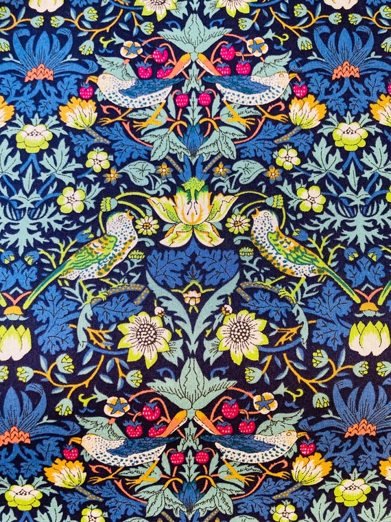 Liberty Tana Lawn Blue and Green Vintage ‘Strawberry Thief’ 17” x 17” Patchwork Crafting