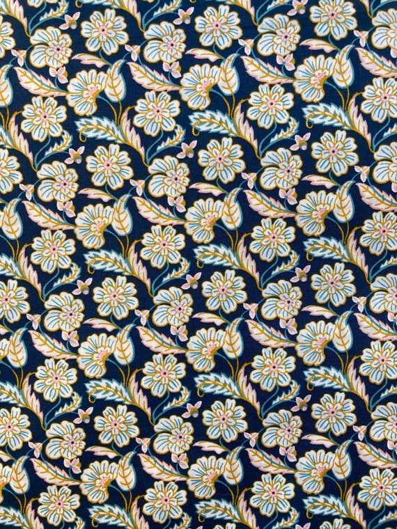 A vibrant Blue and Gold ‘Chester Row’ Liberty Tana Lawn 13”x 9”