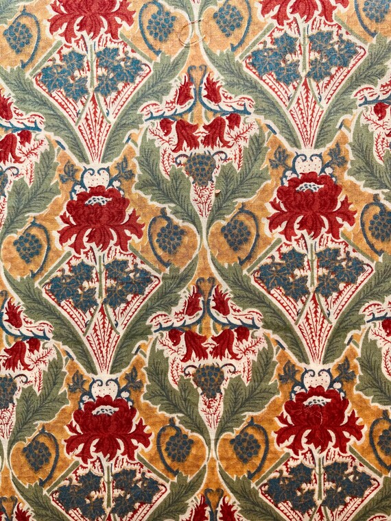 A Beautiful Liberty Tana Lawn Green and Red ‘Burnham’ Design Cut To A Generous 13”x 9” International Shipping