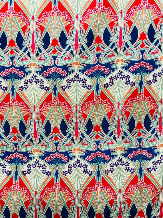 Liberty Tana Lawn Vintage (1980’s) 40 x 50cm fabric Red and Blue ‘Ianthe’