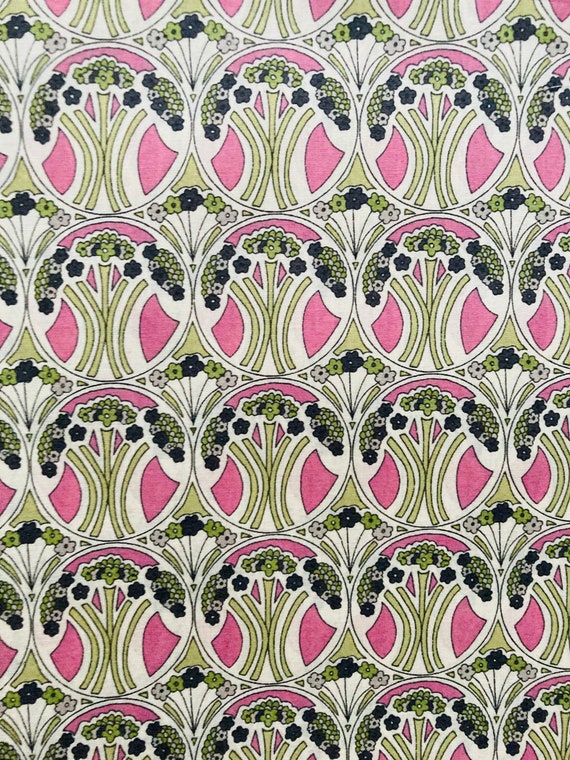 Liberty Tana Lawn Mauverina 40cms x 50cms fabric Green and Pink #Adele