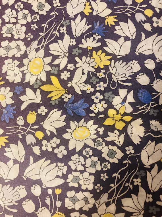 A Lovely vintage Blue and Yellow Liberty Tana Lawn 13”x 9” Fabric, Free postage