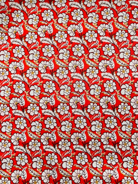 A vibrant Red and White ‘Chester Row’ Liberty Tana Lawn 13”x 9”
