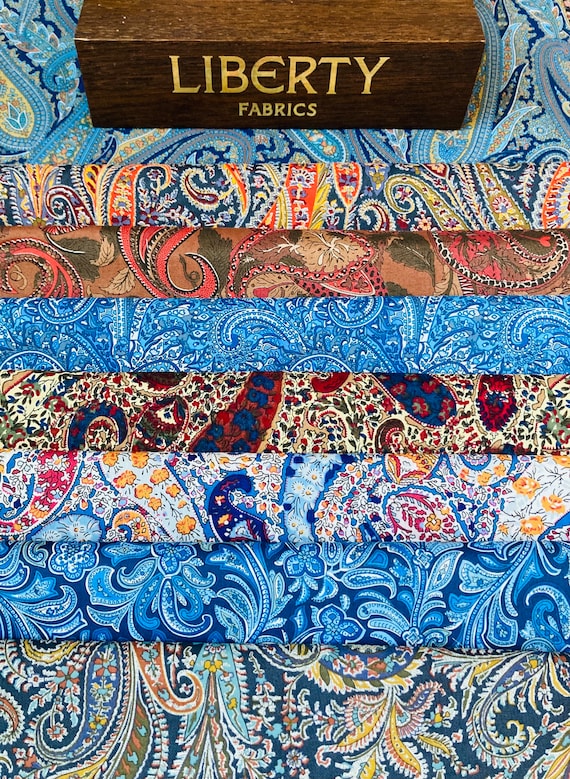 A Beautiful Liberty ‘Bourton and Co’ fabric bag, containing 8 lovely Paisley’s and Bourton cotton lawn pieces cut to a generous 6”x 9”