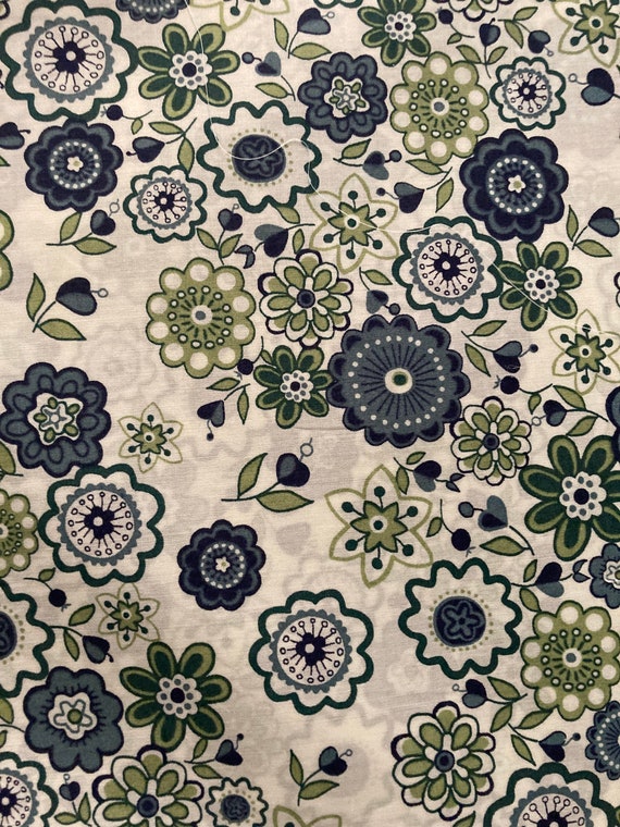 Green and Grey Lauren Liberty Tana Lawn 13”x 9”
