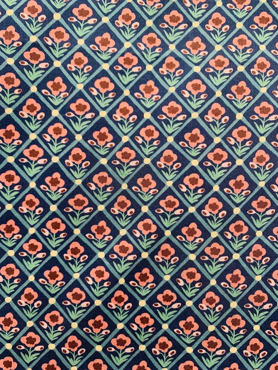 A geometric Blue And Pink ‘Ani-Rai’ Liberty Tana Lawn 13”x 9”