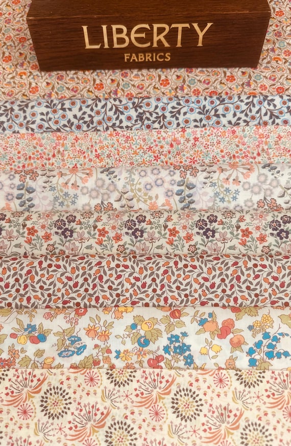 Liberty Tana Lawn fabric pack ‘Petite Orange’, containing 8 beautiful pieces, sizes are 6”x 9”.