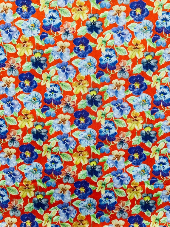 A Discontinued Liberty Tana Lawn 13” x 9”  fabric Red and blue ‘Think of Me’