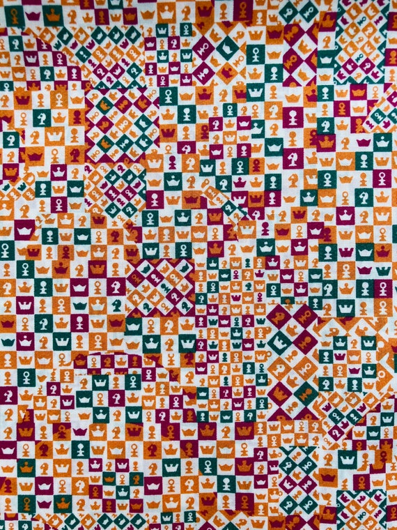 Liberty Tana Lawn Fabric Orange and Green ‘Checkmate‘ 13”x 9”