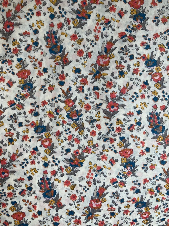A gorgeous Liberty Tana Lawn, Orange and Blue, Vintage ‘Christabel’ 17 x 9” fabric.