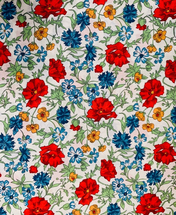 A Lovely Liberty Tana Lawn Red and Blue ‘Ballerine’ 13”x 9”.