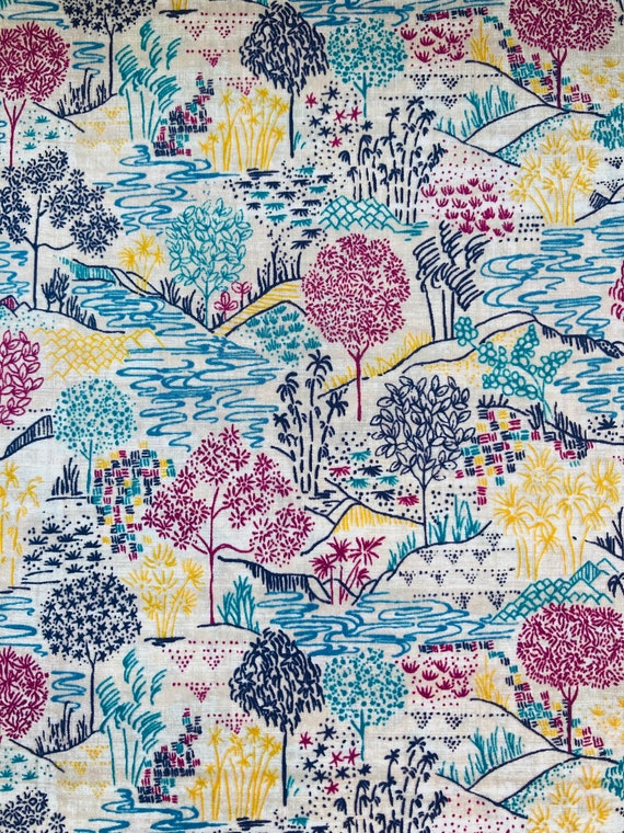 A Gorgeous Liberty Tana Lawn 13” x 9” fabric Red and Turquoise ‘Sabrina’. I offer international shipping.