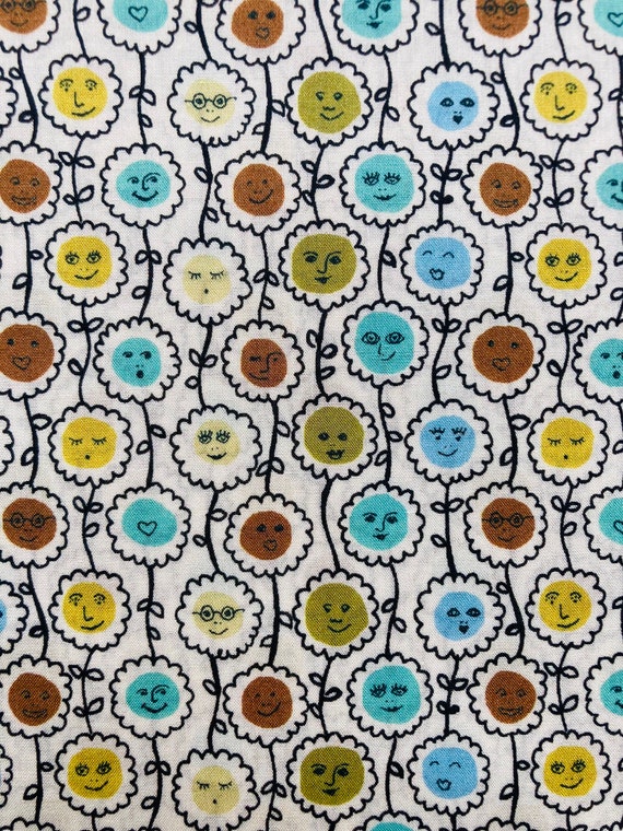 Blue, Yellow and Green Liberty Tana Lawn 13”x 9” ‘Happy Blooms’.